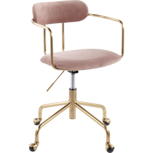 Demi Office Chair in Pink Velvet & Gold Metal